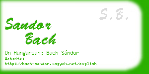 sandor bach business card